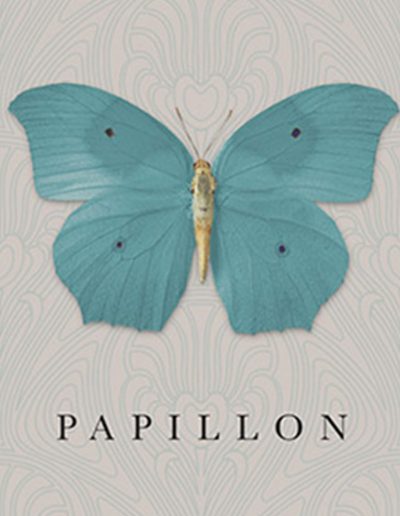 Papillon Tourquise Wine Label